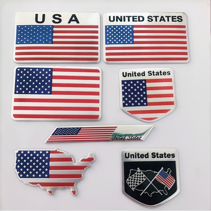 Jual Emblem Sticker Mobil Motor United States of America USA Aluminium ...