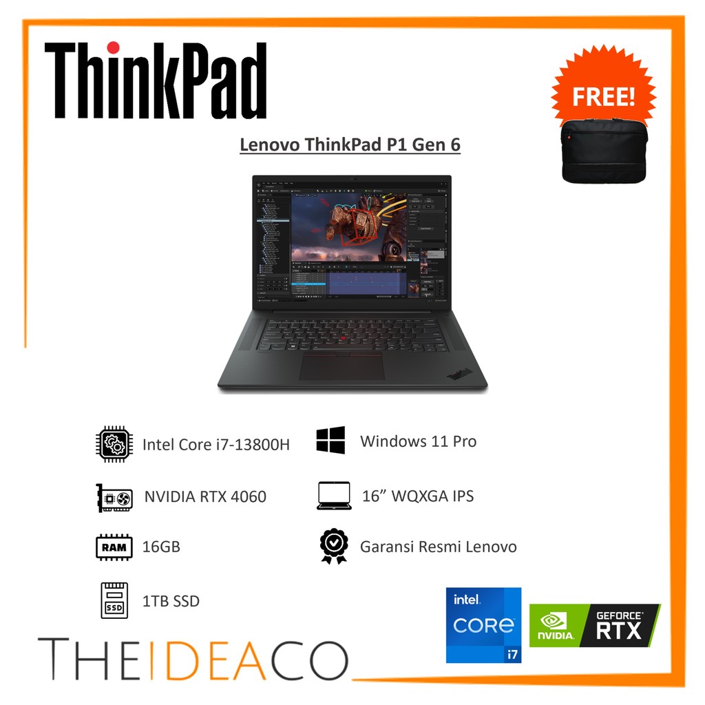Jual Lenovo ThinkPad WorkStation P1 Gen 6 i7-13800H RTX 4060 8GB