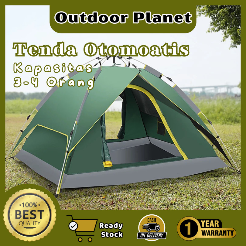 OUTDOOR Planet (GARANSI 1 TAHUN)Tenda Camping Otomatis Biru Kapasitas 3-4 Orang Tenda Otomatis Outdoor & Indoor Tenda Gunung OP