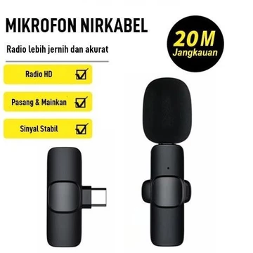 Mic Clip On Wireless K8 Mic Youtuber Vlog Live Streaming Microphone Usb Type C Mini Mikrofon Hp