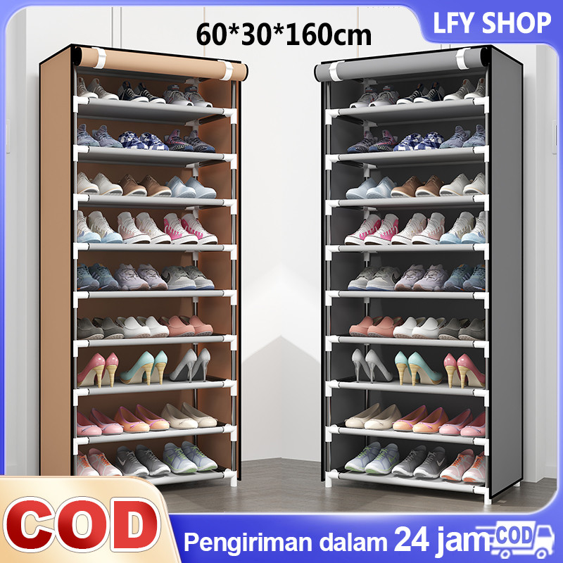 Jual Rak Sepatu Tertutup Anti Debu 10 Tingkat (9 Ruang) Rak Sepatu ...