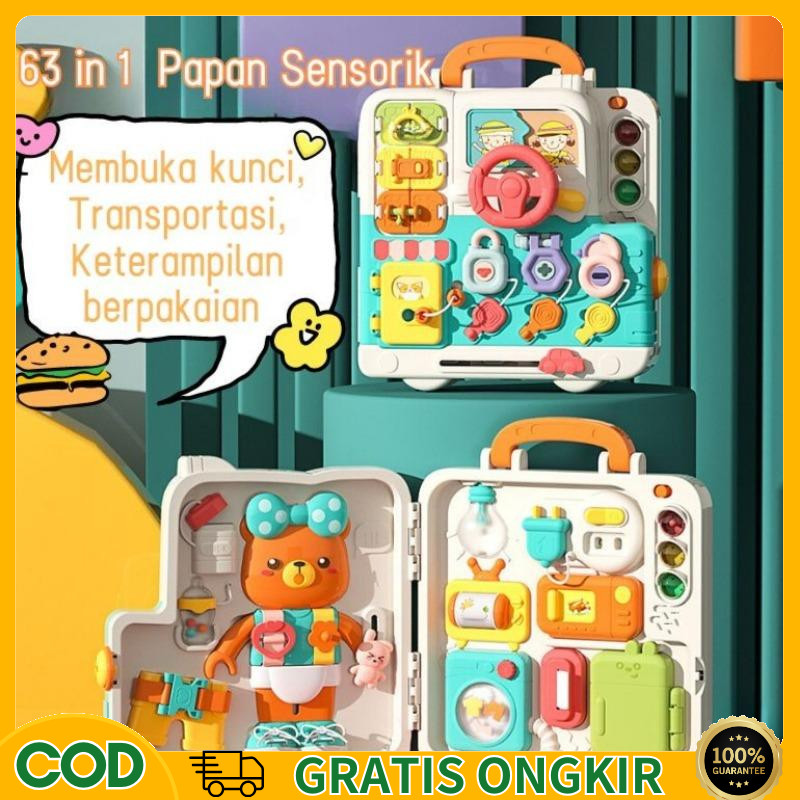 Jual [Penjual Lokal] 63-IN-1 Mainan Sensorik Aktivitas Montessori Bayi ...