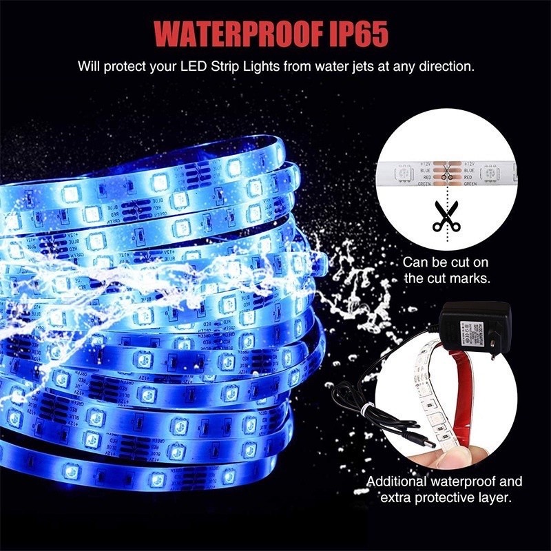 Jual RBS Lampu led STRIP 3528 smd 2835 IP44 ip 44 RGB+remot+ADAPTOR ...