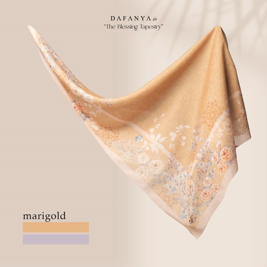 DAFANYA All Series Jilbab All Motif Kerudung Segi Empat Hijab Scarf Bahan Voal Laser Cut BOX Motif Bunga Putih