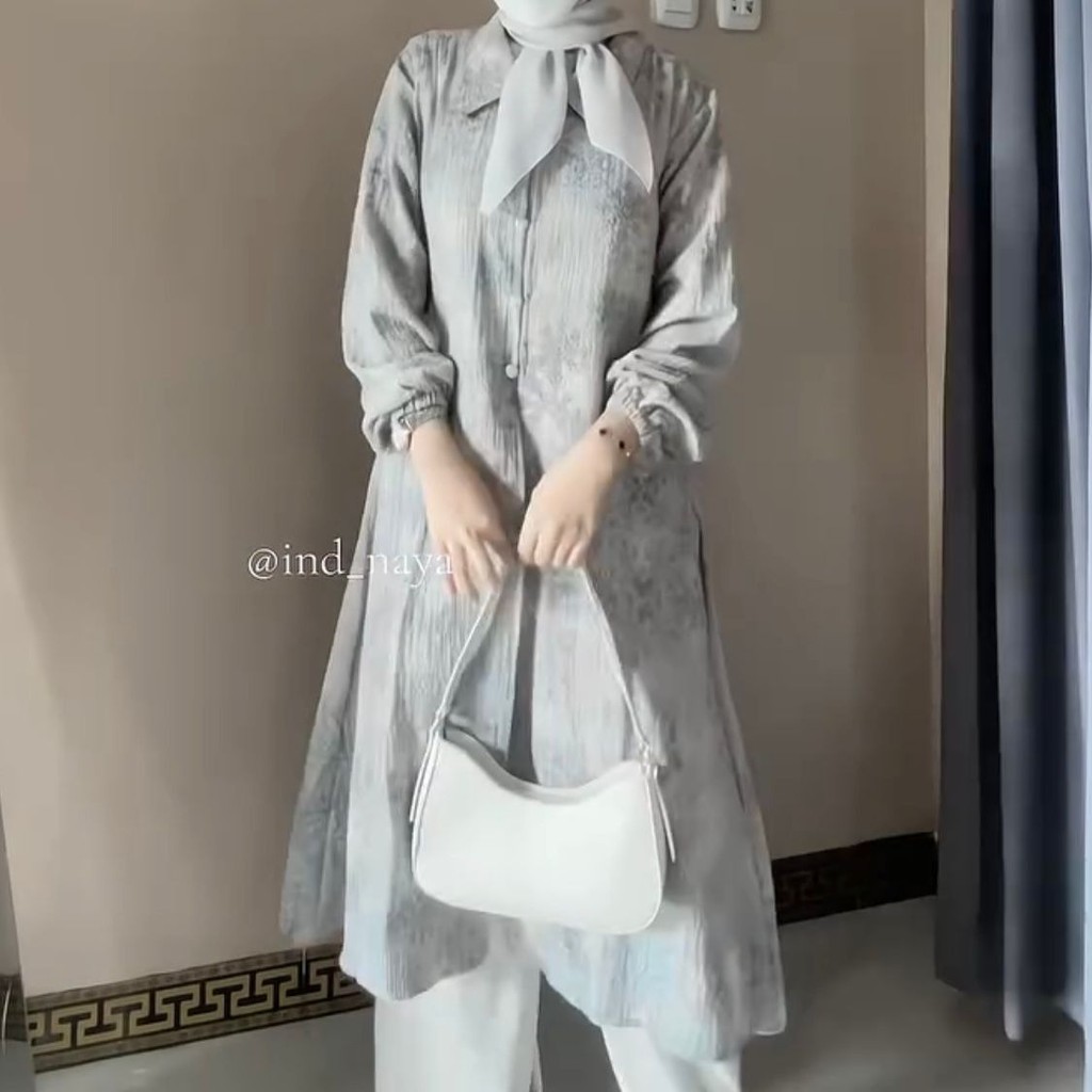 Jual Syamaita - Tamara Outer Tunik Motif Batik Modern Kancing Busui dan ...