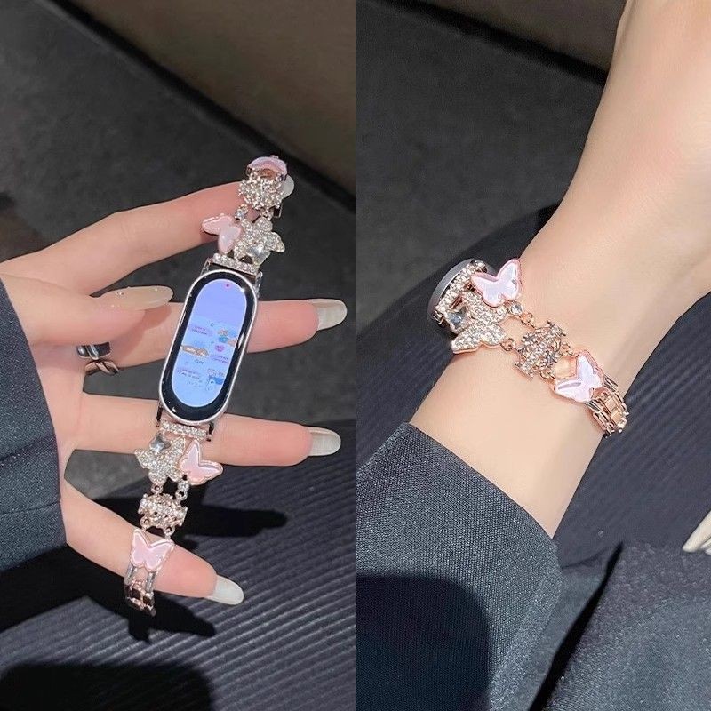 Jual Straps Jam New Butterfly Copper Chain Strap Jam For Xiaomi Mi Band ...