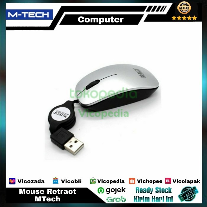 Jual DIKAR Mouse Optical USB Retract Kabel Roll Tarik MTech M Tech 1000 ...