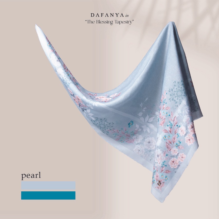 DAFANYA All Series Jilbab All Motif Kerudung Segi Empat Hijab Scarf Bahan Voal Laser Cut BOX Motif Bunga Putih