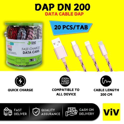 Jual DAP DN Series Kabel Data Type-C Micro USB Lightning 200cm Fast ...