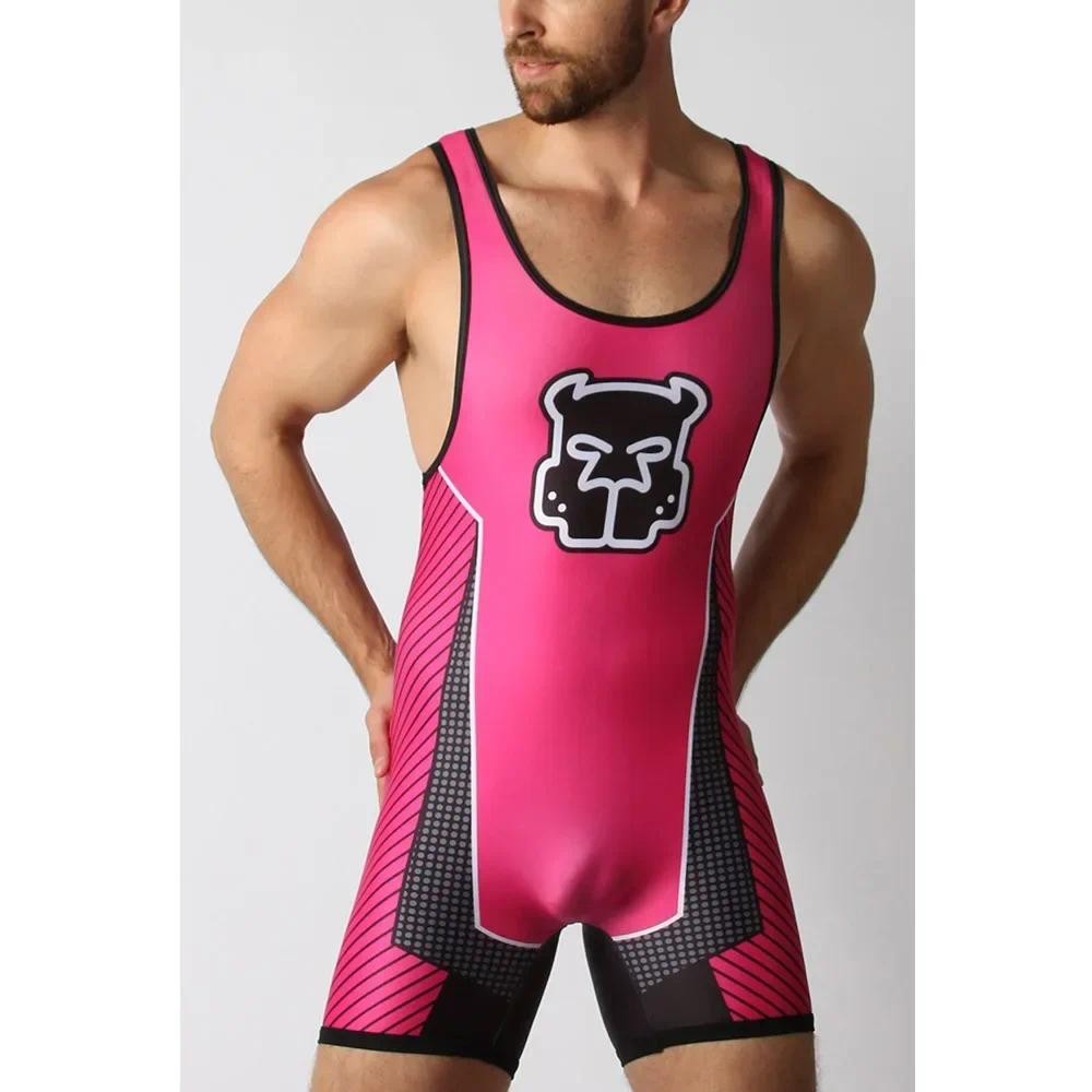 Jual 2023 Wrestling Singlets Suit Boxing One Piece Bodysuit Iron Men ...