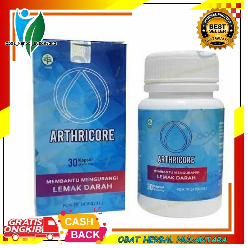 ARTHRICORE obat hipertensi darah tinggi kolesterol jantung stroke ampuh BPOM herbal isi 30 kapsul 1 botol isi 30 capsul