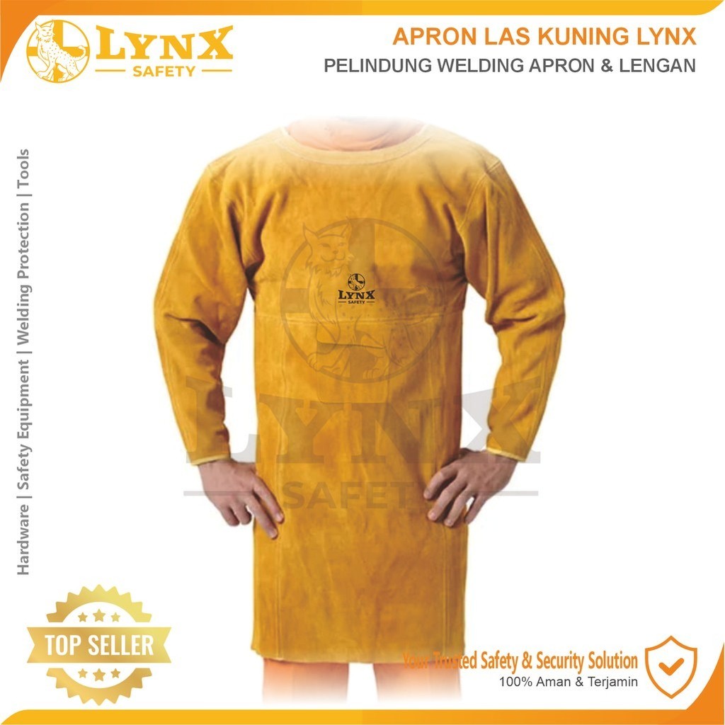 Jual Apron Las Badan & Lengan Kuning Kulit Set Welding Pelindung Lynx ...