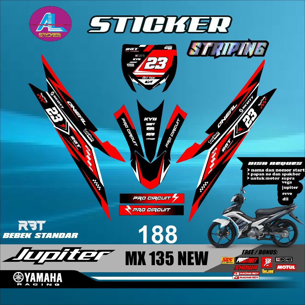 Jual Sticker RBT STRIPING Motor Jupiter MX 135 New Semi Full Body Motor ...