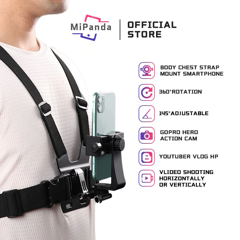 Mipanda ponsel dada mount smartphone gopro hero action cam untuk tali chest