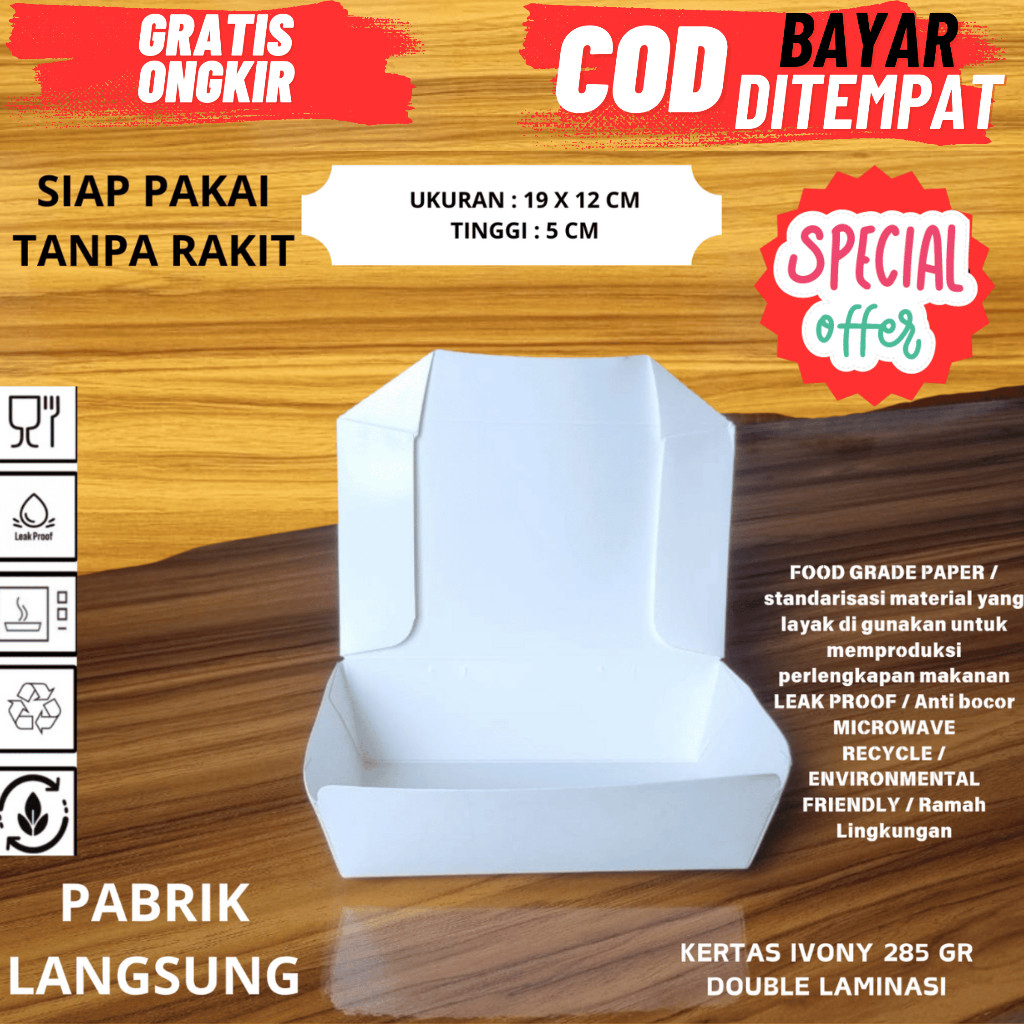 Jual LAWRENCE BOX NASI IVONY Paper Lunch Box Ukuran Kemasan Makanan ...