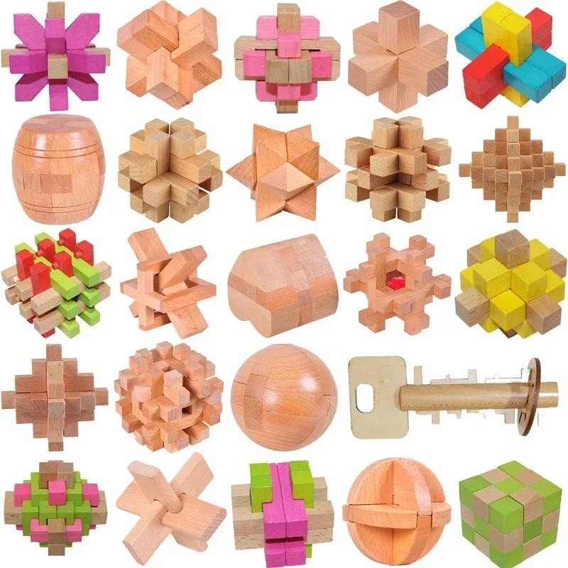 Jual IQ Brain Teaser Kong Ming Lock Lu Ban Lock 3D Wooden Interlocking ...