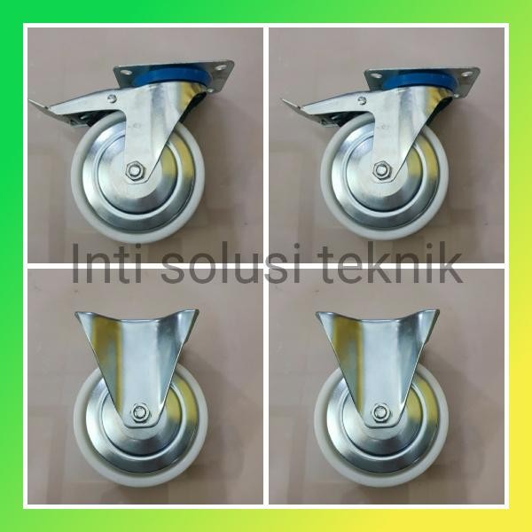 Jual roda troli 6 inch nilon 1set ( 2rem 2mati ) roda trolley / etalase ...