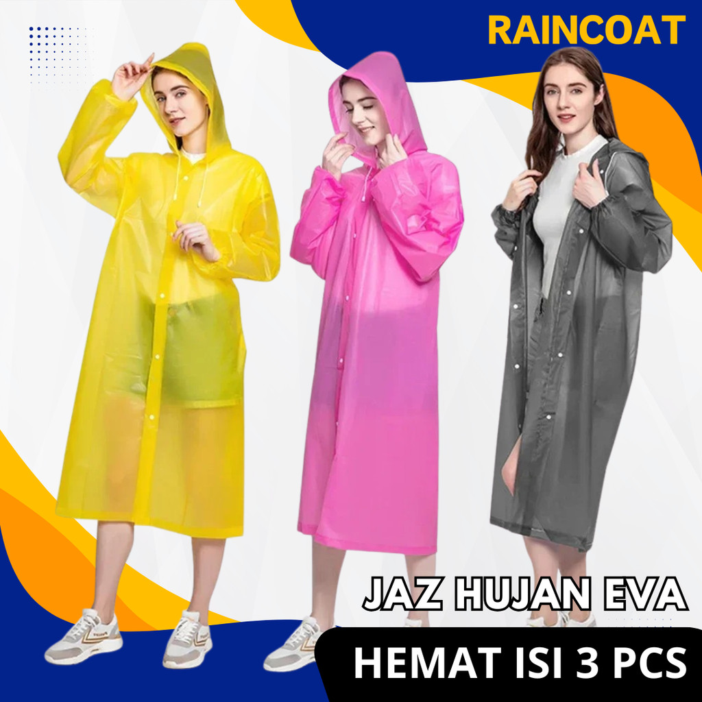 Jual (PAKET 3 PCS) JAS HUJAN EVA TEBAL RINGAN JAS HUJAN RAINCOAT MODEL