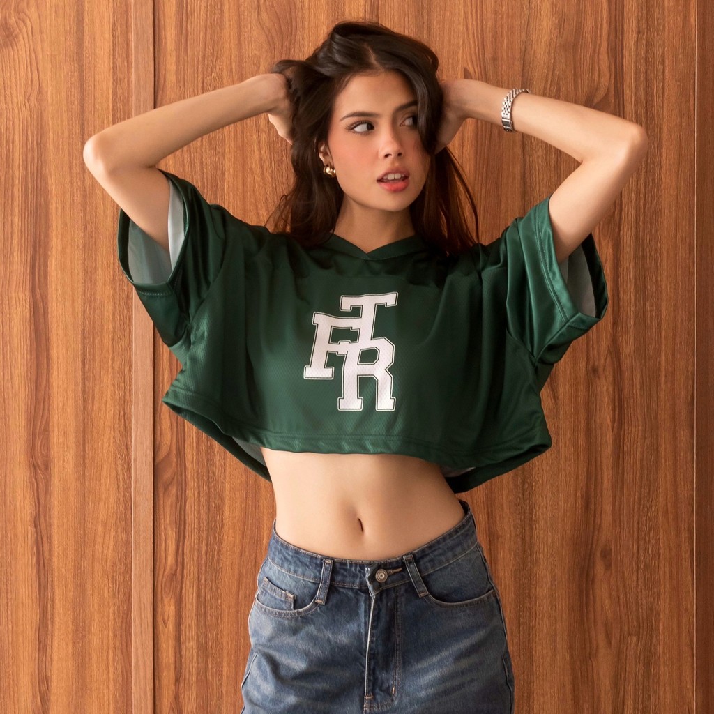 Jual First Time Round - American Football Cropped Jersey - Green Eagle ...
