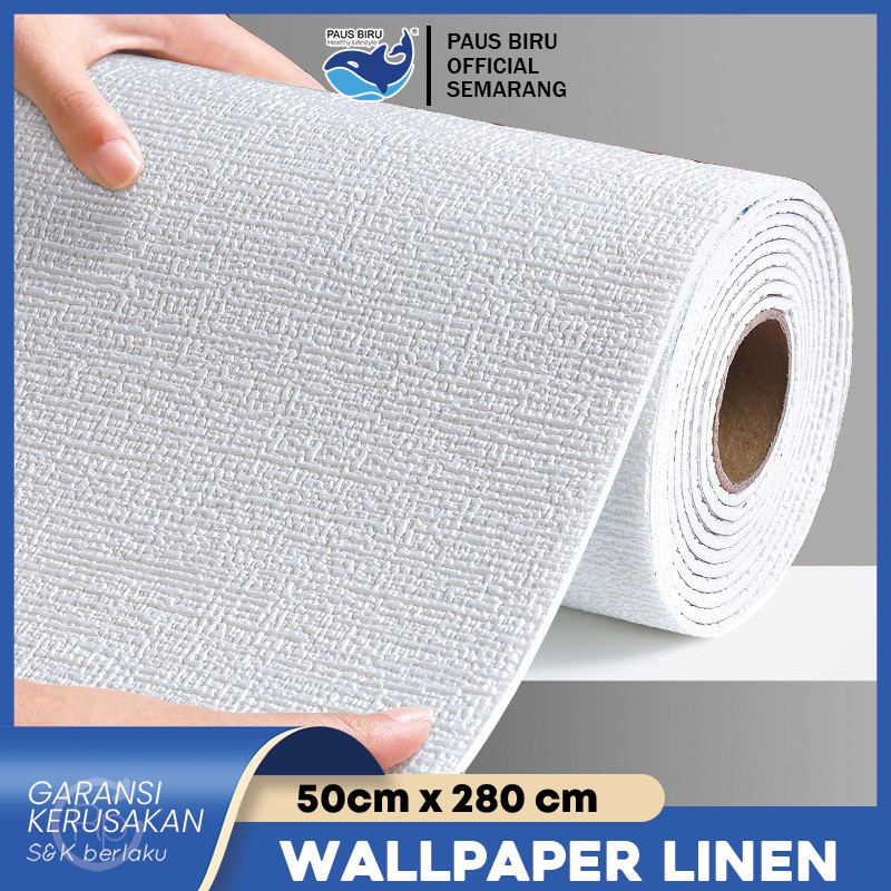 Paus Biru - Wallpaper Dinding Linen Roll Ukuran 50 Cm X 280 Cm Motif Polos - Dekorasi Kamar Aesthetic