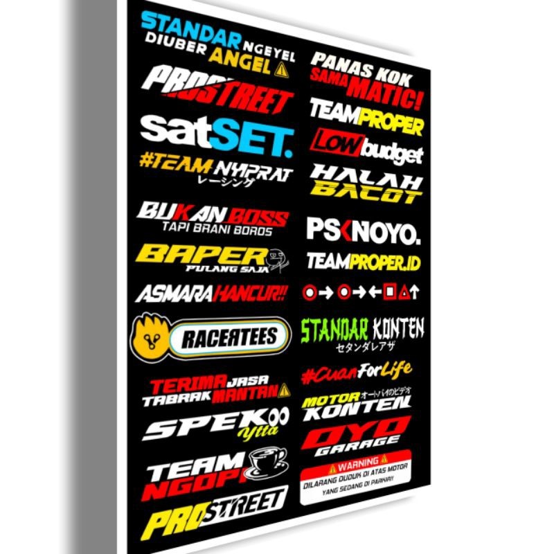 Jual Stiker Racing Kata Kata Viral Spongsor Di Potong Pola Vinly ...