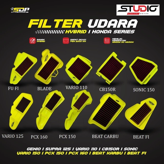 FILTER SDP - Saringan Filter Udara Hybrid Filter Udara Stainless Sdp Beat Cb150r Mio Jup Mx Beat Fi Supra 125 Ninja 250 Vario 110 Sonic Genio Ninja R Rr Vario 125 150 Aerox 15 N Max Old New Pcx 150 160 Mio M3 Freego Grand