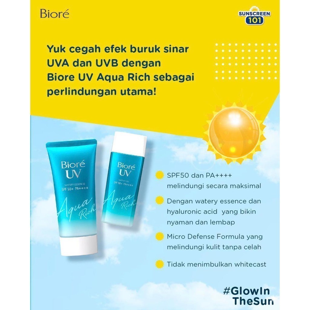Jual Biore UV Aqua Rich Watery Essence SPF50 - Biore Sunscreen | Merah ...