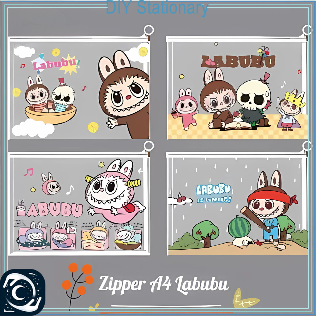 Jual Zipper A4 B5 LABUBU Map Bening Folder Dokumen Kertas Buku Lucu ...
