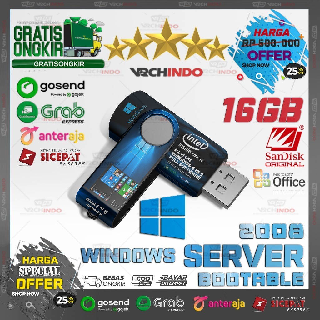 Jual USB Flashdisk Win SERVER 2008 R2 SP1 + 2019 R2 USB Bootable ...