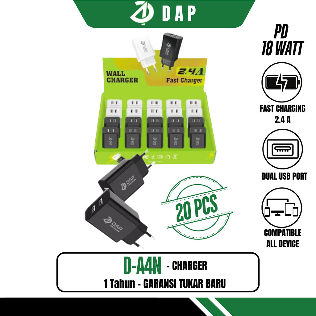Jual DAP SET CHARGER Fast Charging 2 Port Usb Charger 2.4 A Garansi ...