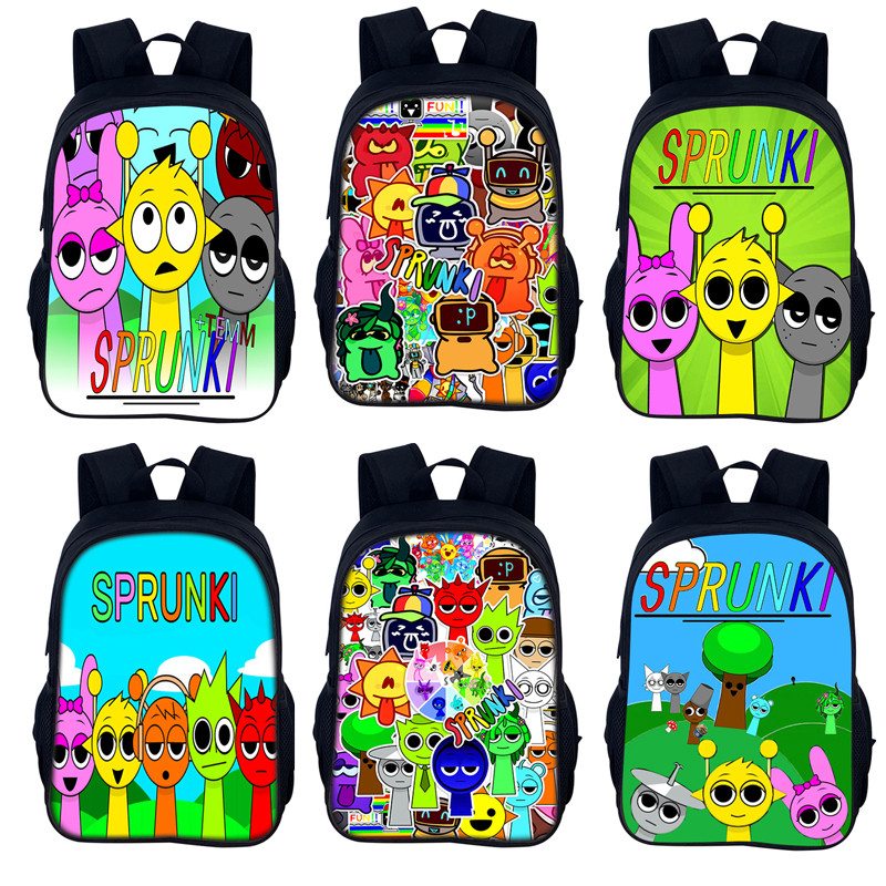 Jual Sprunki Game Backpack Cartoon School Bag 40cm/15.7inch Backpack ...