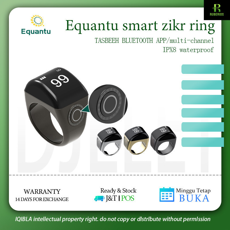 Jual Ready stock!2022 new model zikr ring arabic smart ring azan bell ...