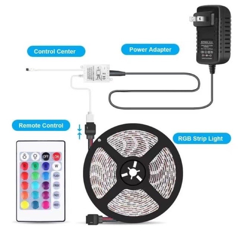 Jual RBS Lampu led STRIP 3528 smd 2835 IP44 ip 44 RGB+remot+ADAPTOR ...