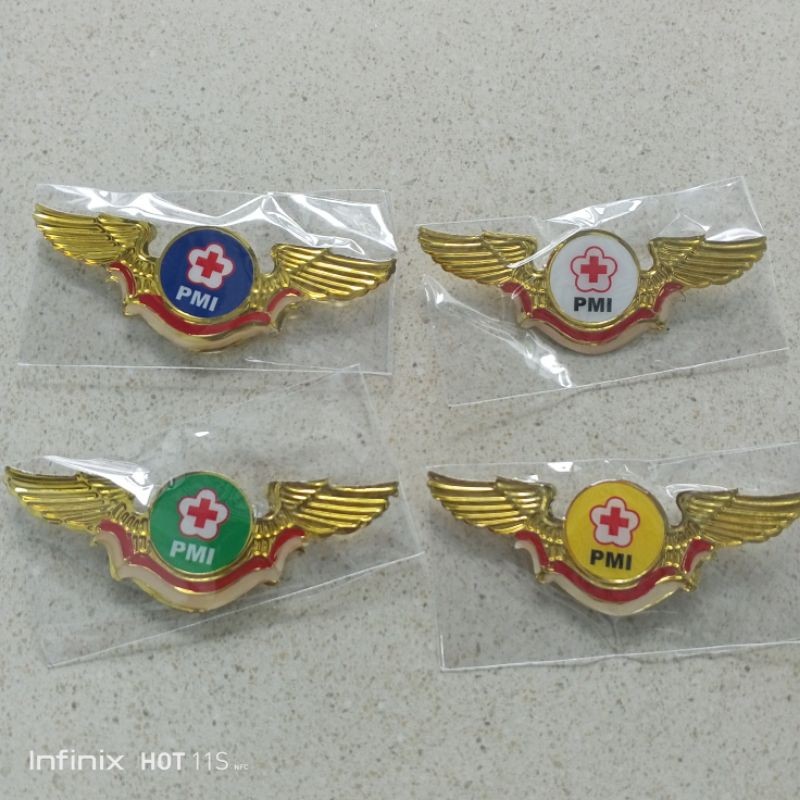 Jual Wing PMI Kuningan lapis resin bijian pin / bros palang merah ...