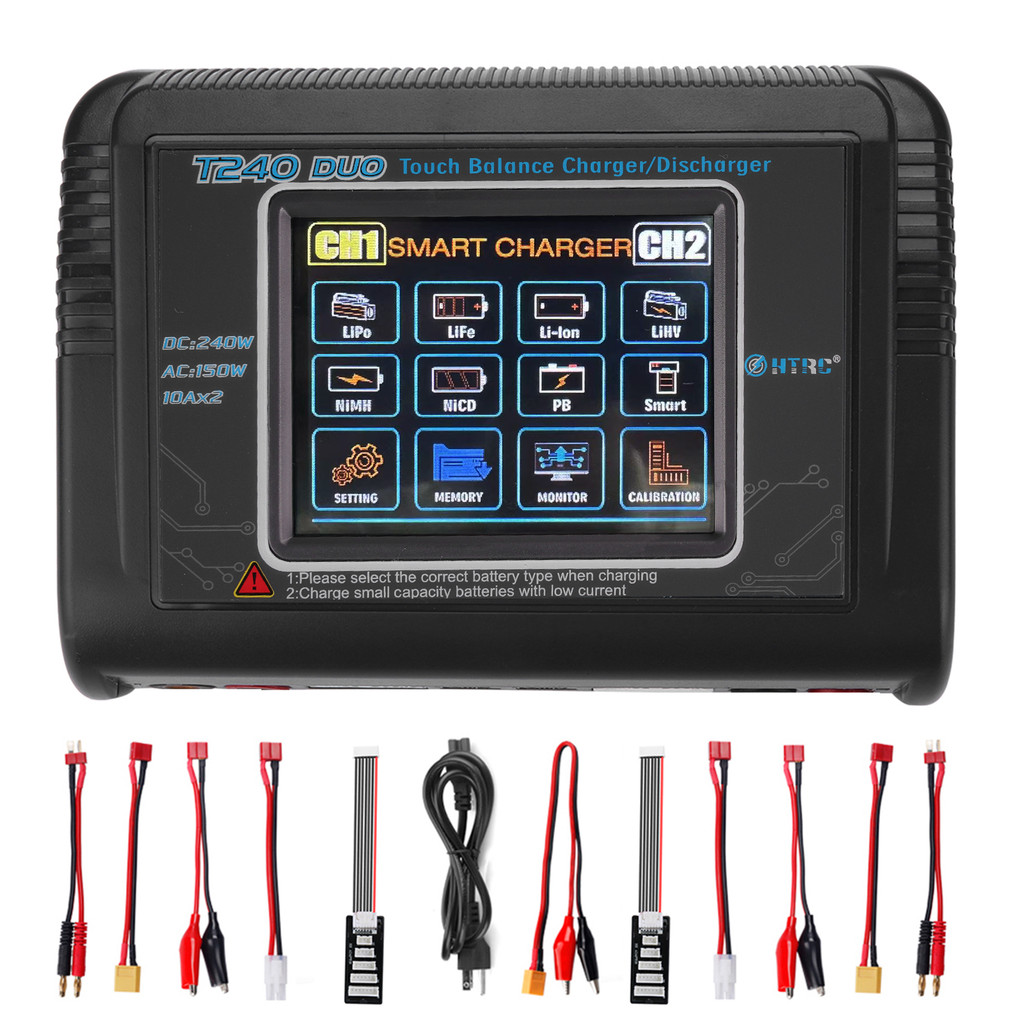 Caricabatterie Lipo T400 AC200W/DC400W 12A - Caricatore Bilanciato A Doppio Canale Con Touch Screen 3,2 Pollici Per LiPo/LiFe/NiMH/Pb
