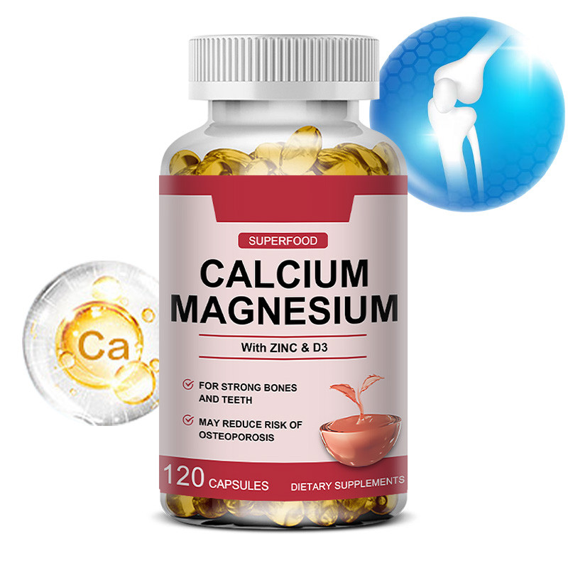 Vitamin D3 + Calcium Magnesium Zinc Supplement - Supports Bone & Muscle Health, 60/120 Capsules