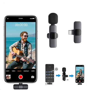 Mic Clip On Wireless K8 Mic Youtuber Vlog Live Streaming Microphone Usb Type C Mini Mikrofon Hp