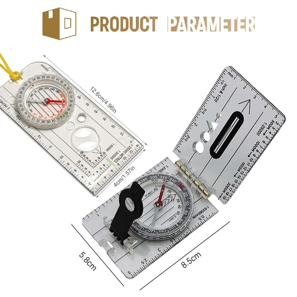 Jual Kompas Peta Acrylic Outdoor Hiking Ruler Map Compass Kompas ...