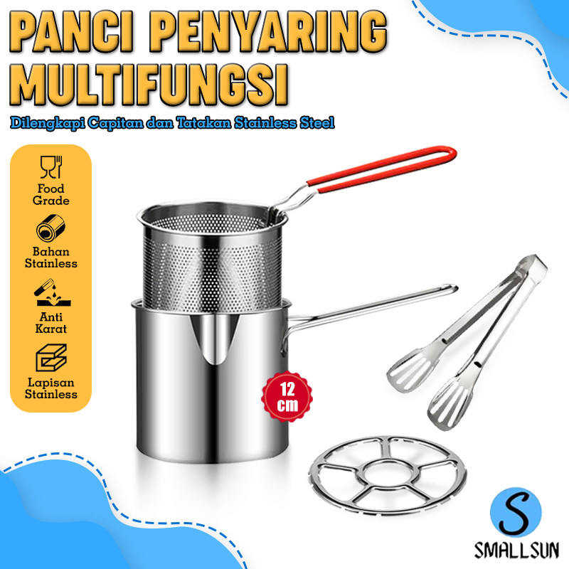 [SS] Deep Fryer Panci Multifungsi 4 in 1 Multi Set Panci Penggorengan Rebus Stainless Steel Saringan