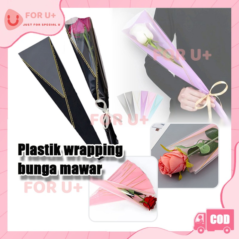 Jual Isi 50 Lembar Plastik Single Flower Stalk Rose Bungkus Bunga ...