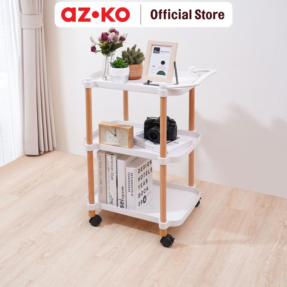 Jual AZKO Stora Rak Troli Wood Tempat Penyimpanan Multifungsi Dengan ...