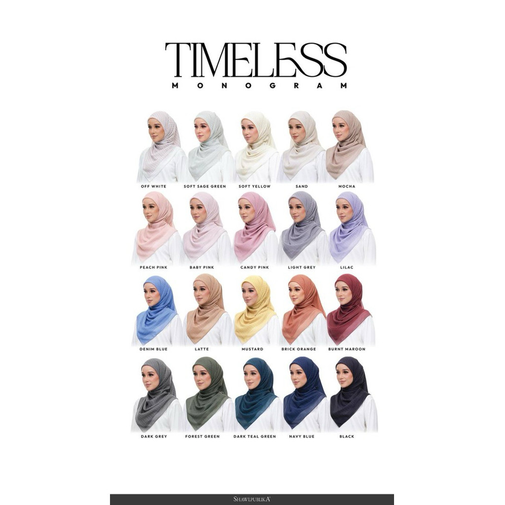 Jual Shawlpublika Timeless Monogram Ready Original Malaysia Hijab Voal Premium Segi Empat