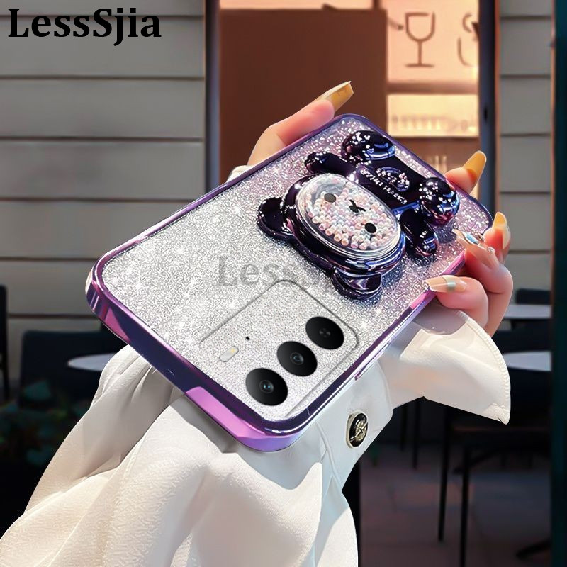 Wousunly Compatibile con Cover Realme C67 4G Silicone Glitter Brillare con Anello,Custodia Realme C67 4G Magnetico Antiurto Sottile Protezione Case (blu