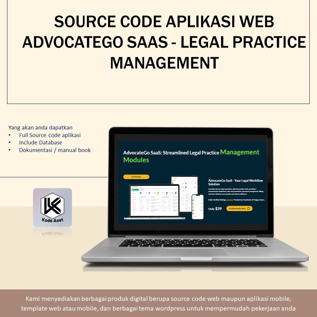 Jual SOURCE CODE APLIKASI WEB ADVOCATEGO SAAS - LEGAL PRACTICE ...
