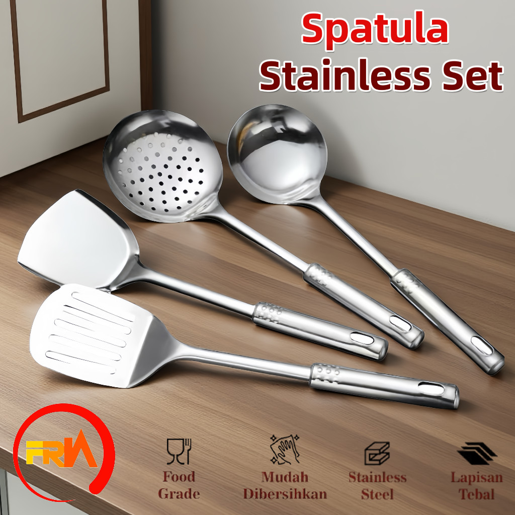 Jual FRN Kitchenware - Spatula Stainless Set 4 In 1 Sodet Sutil Set isi ...