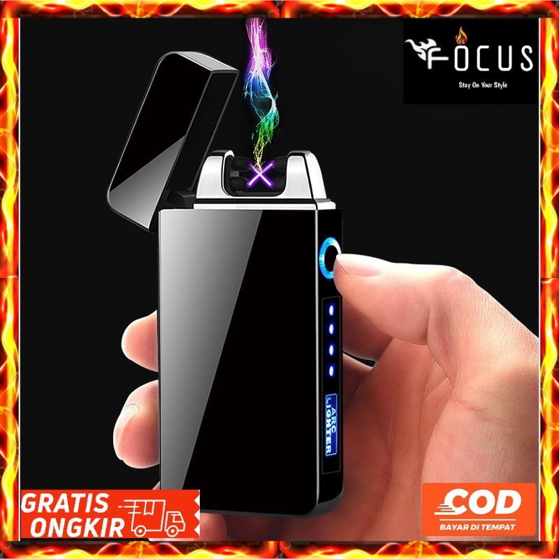 Jual Firetric Korek Api Elektrik Pulse Plasma Cross Double Arc Lighter ...