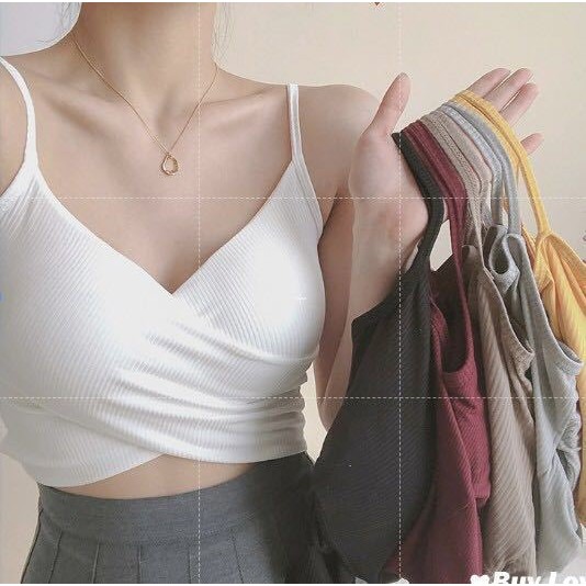 Jual Tanktop Bra Wanita Model Selempang Modis Kekinian V Neck | Shopee ...