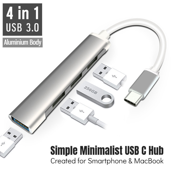 Jual [New Arrival] Simple Minimalist USB Type C 4 USB 3.0 Hub - Type-C ...