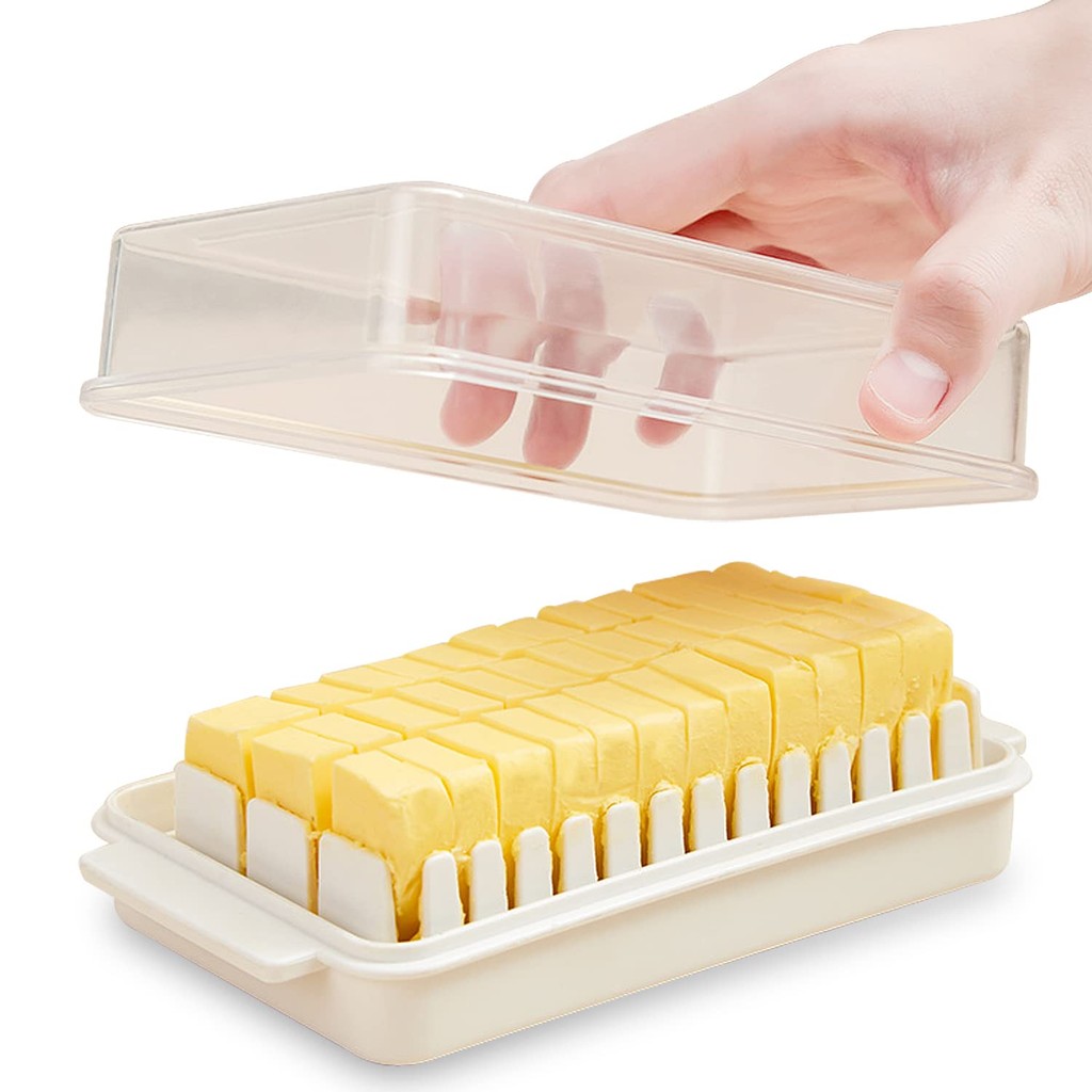 Jual Butter Divider Storage Box Cheese Storage Butter Dish with Lid ...