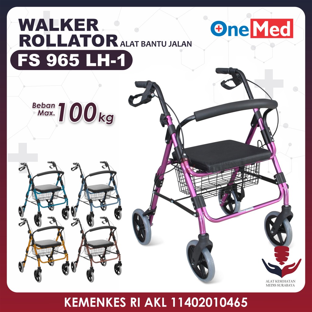 Jual AM Rollator FS965LH Onemed Rolator Walker Roda Tongkat Jalan FS ...
